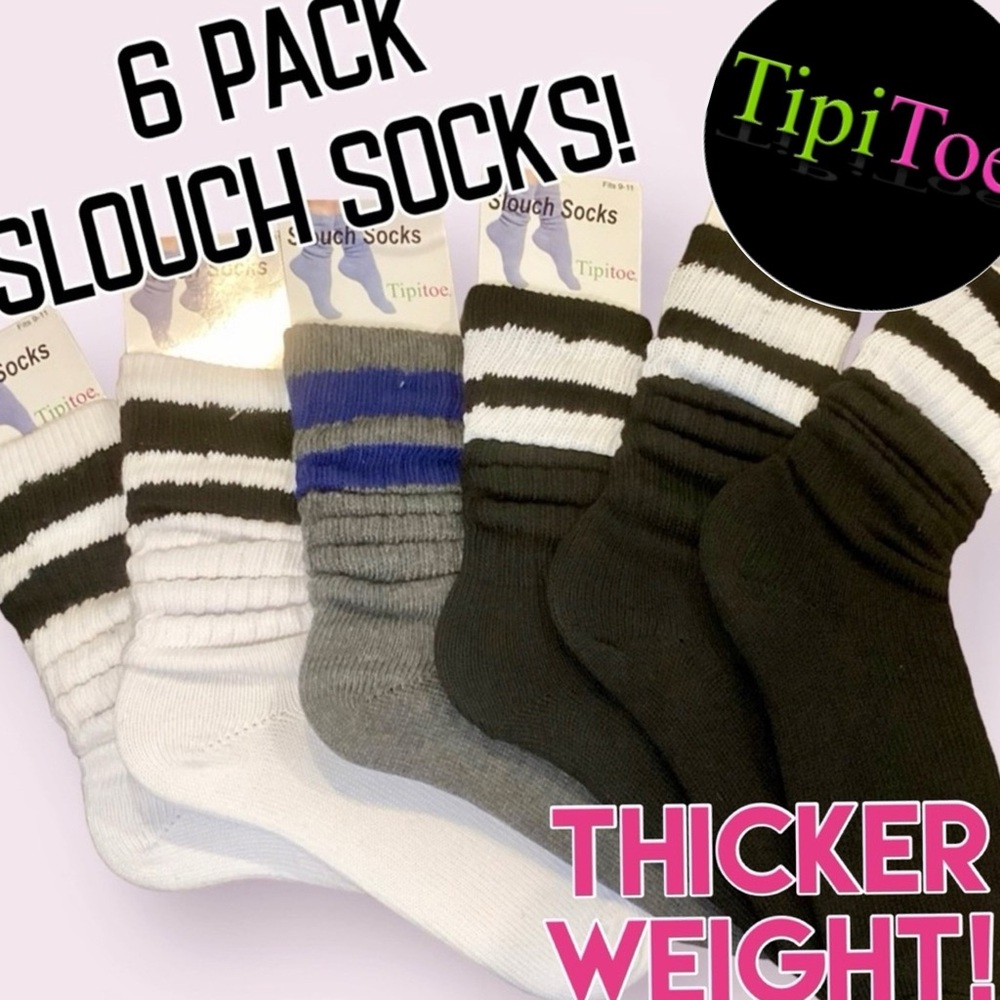 🌸6 Pair Slouch Socks Ladies Stripe